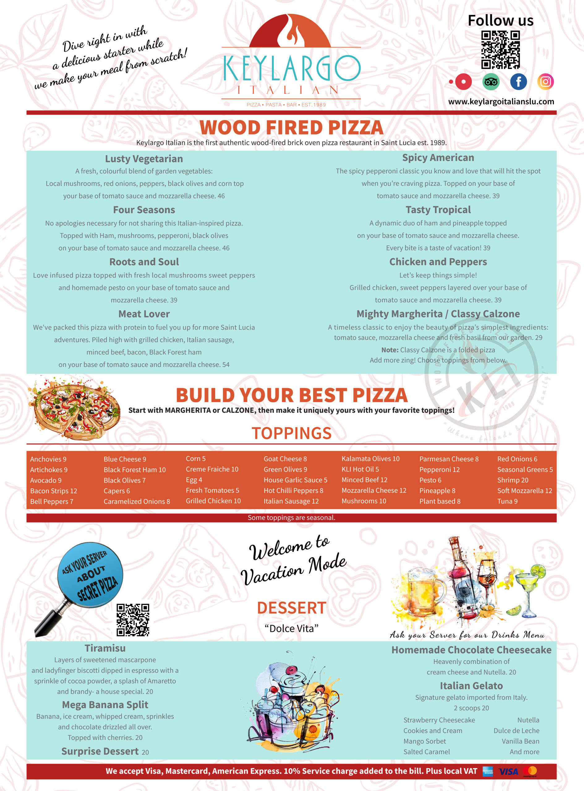 keylargo Italian St lucia Menu